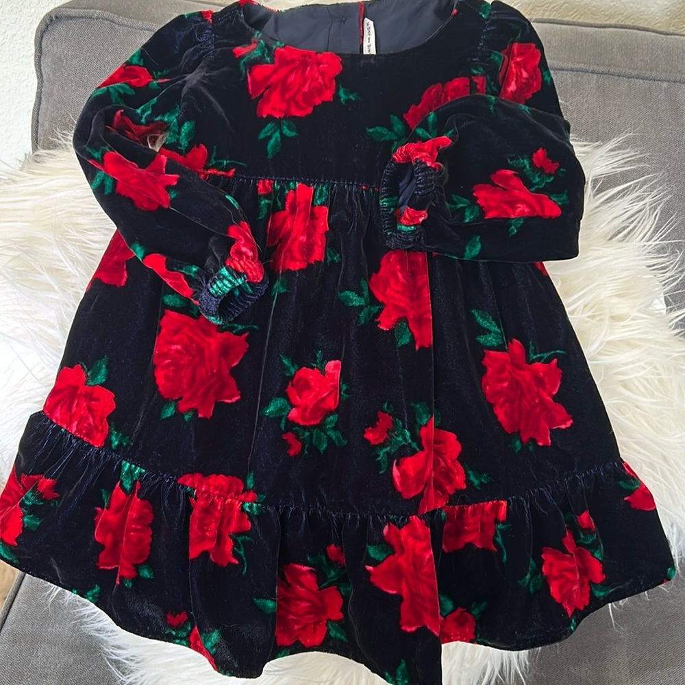 Dress 18 to 24 months red flowers and black
